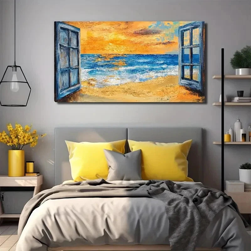 Open Window See Perfect Wall Art Canvas Office Home Room Framed 120x60cm