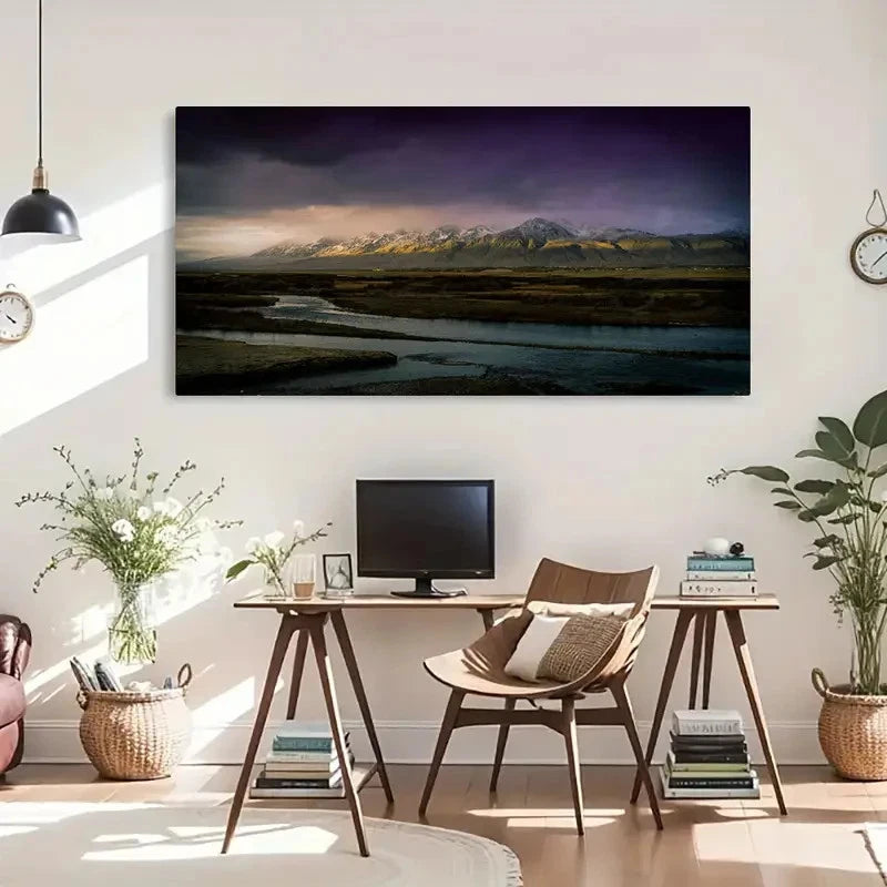Morning In Mountains Stunning Wall Art Canvas Office Home Room Framed 120x60cm