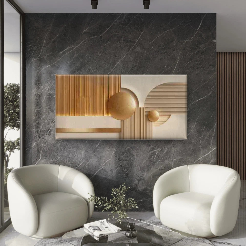 Elegant Golden Speckle Wall Art Canvas Office Home Room Framed 120x60cm