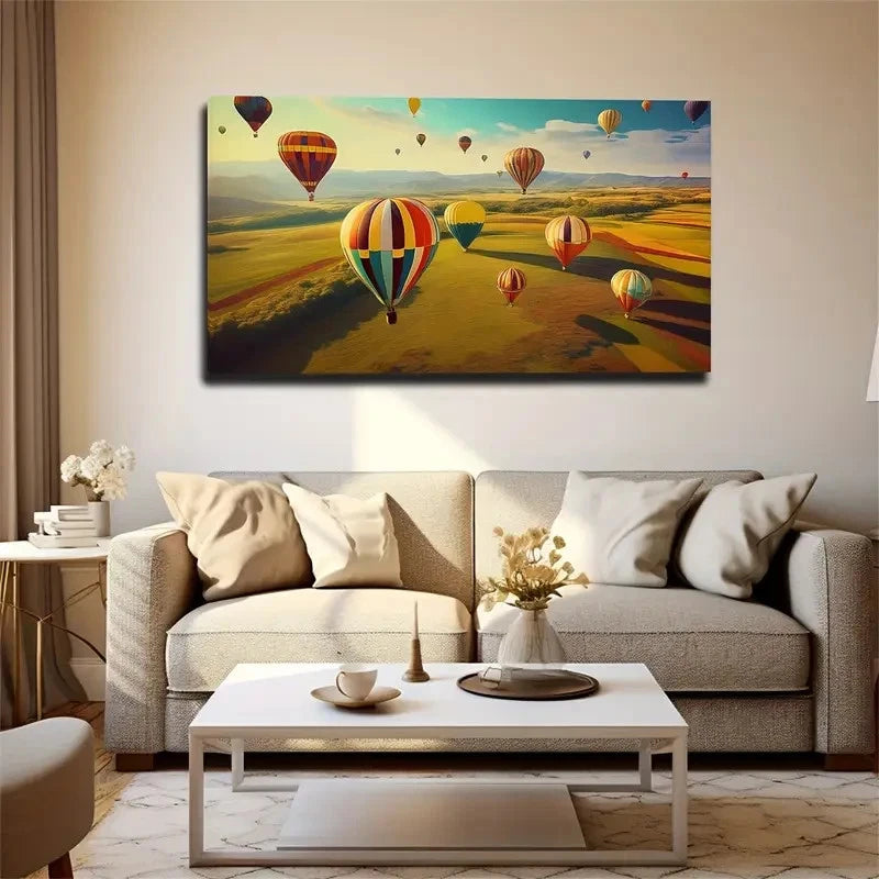 Air Balloons Suitable Wall Art Canvas Office Home Room Framed 120x60cm