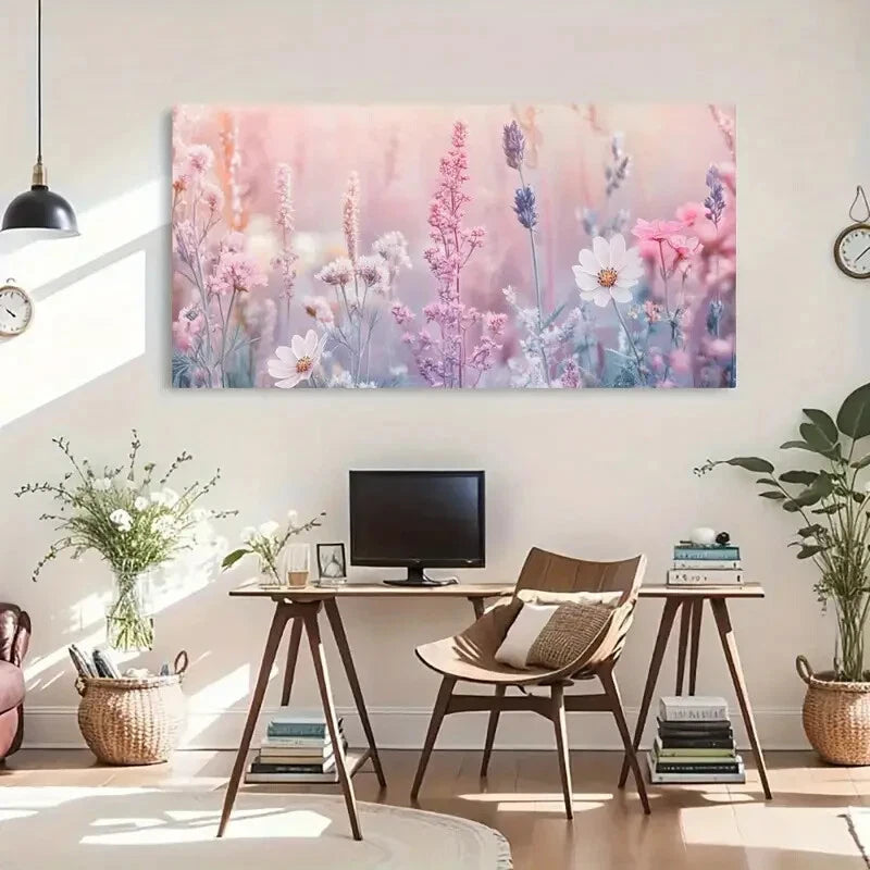 Soft Focus Floral Elegant Wall Art Canvas Office Home Room Framed 120x60cm - Bella Home Decor