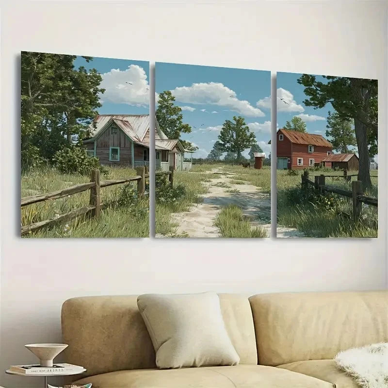 3pcs Farm, luanne Wall Art Set Canvas Framed 60x90cm - High Quality Print 100% Australian Made Wall Canvas Ready to Hang