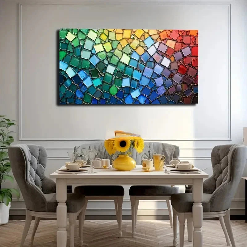 Colorful Small Glass Blocks Wall Art Canvas Office Home Room Framed 120x60cm