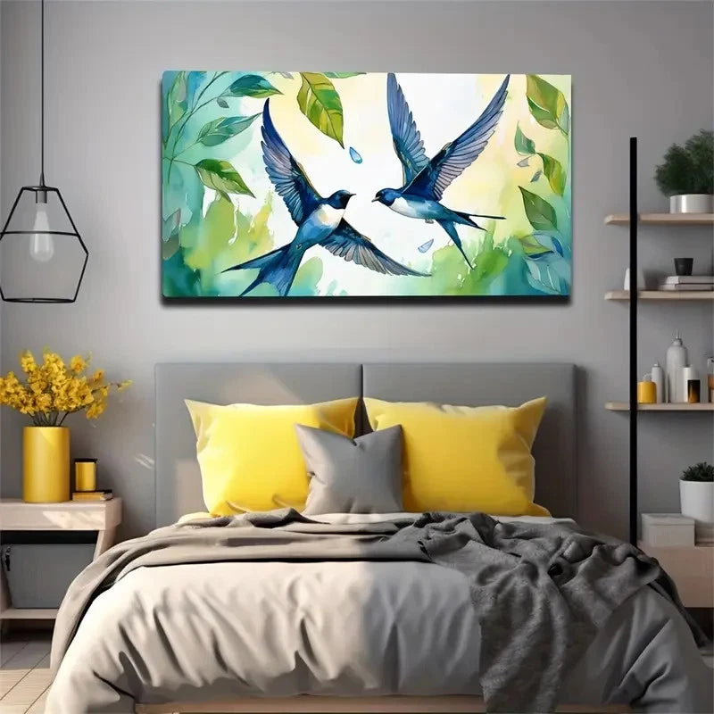 Lively Birds Flying Popular Wall Art Canvas Office Home Room Framed 120x60cm