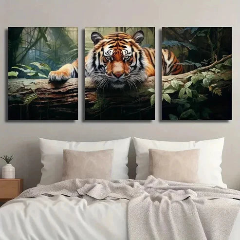 3pcs Tiger Painting in Tropical Jungle Decor Wall Art Canvas Unframed - High Quality Print 100% Australian Made Wall Canvas