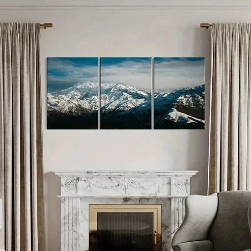 3pcs Snow Mountains on an Ocean Scenery Wall Art Canvas Unframed - High Quality Print 100% Australian Made Wall Canvas