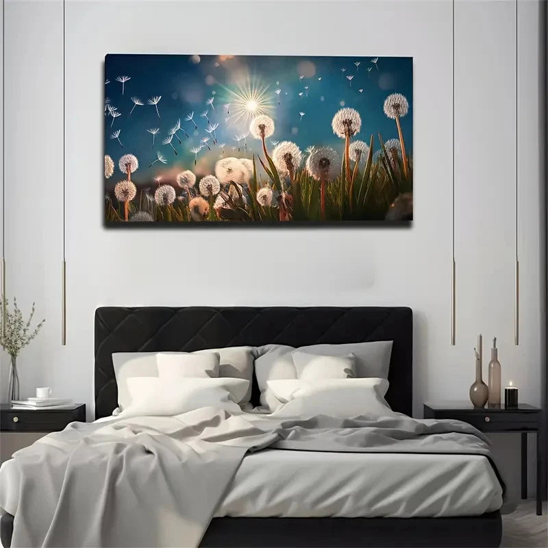 Sunlit Dandelions Butterflies Wall Art Canvas Office Home Room Framed 120x60cm