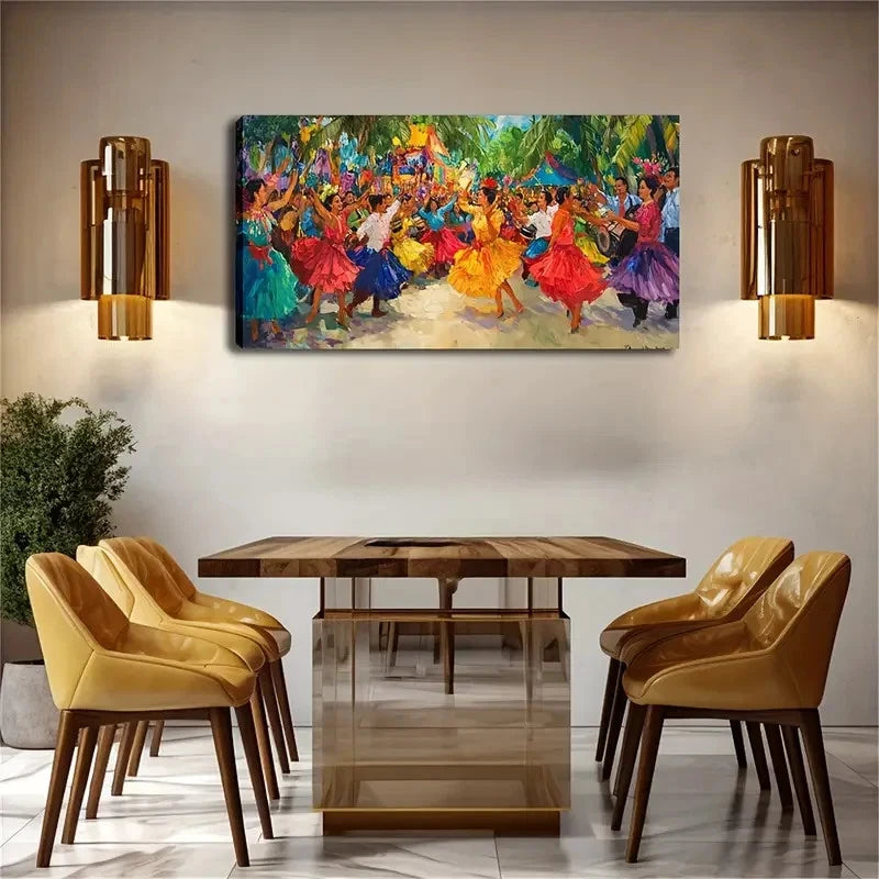 A Group Of People In Bright Wall Art Canvas Office Home Room Framed 120x60cm