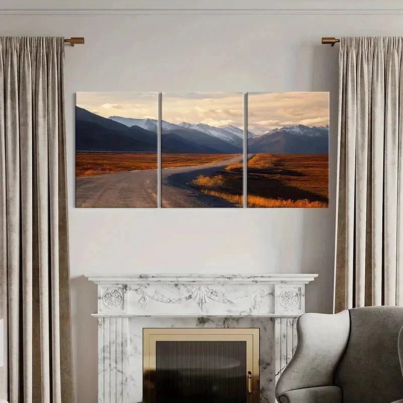 3pcs Vibrant Mountain & Road Landscape Wall Art Set Canvas Framed 50x70cm - High Quality Print 100% Australian Made Wall Canvas Ready to Hang