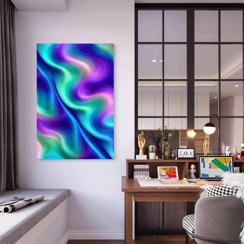 Vibrant Fluid Abstract With Wavy Colors 40x60cm Metal Print Ready to Hang