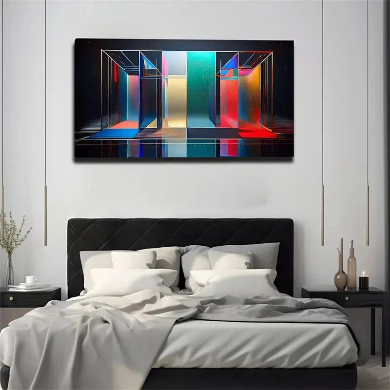 Abstract Geometric Modern Wall Art Canvas Office Home Room Framed 120x60cm