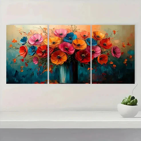 3pcs Abstract Floral Colorful Wall Art Canvas Unframed - High Quality Print 100% Australian Made Wall Canvas - Bella Home Decor
