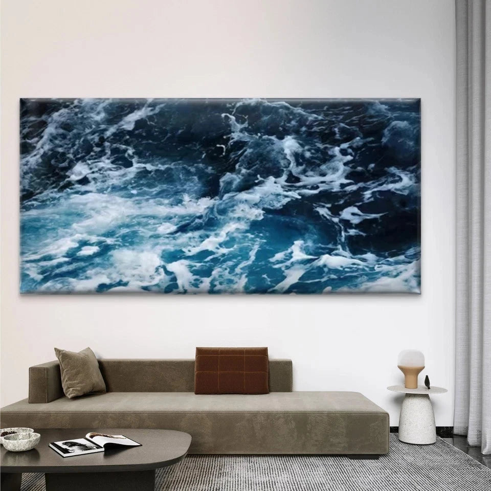 Ocean Waves & Sea Foam Wall Art Canvas Office Home Room Framed 120x60cm
