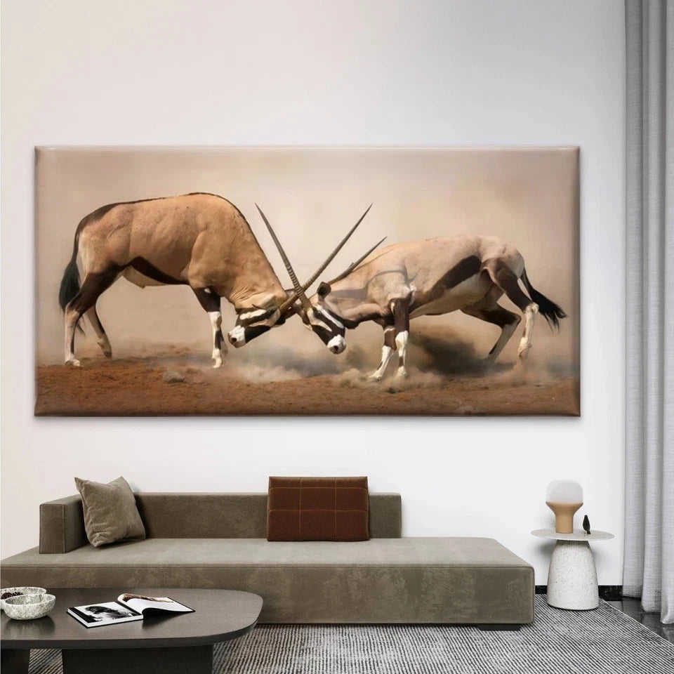 Oryx Antelope Wildlife Wall Art Canvas Office Home Room Framed 120x60cm