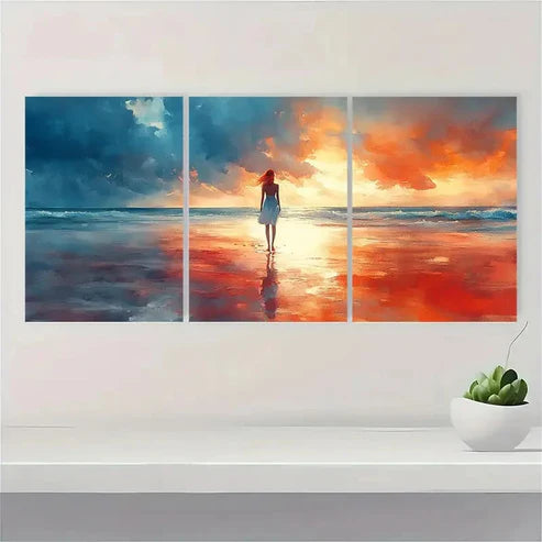 3pcs Romantic Art Ocean Beach Stranger Perfect Wall Art Canvas Unframed - High Quality Print 100% Australian Made Wall Canvas