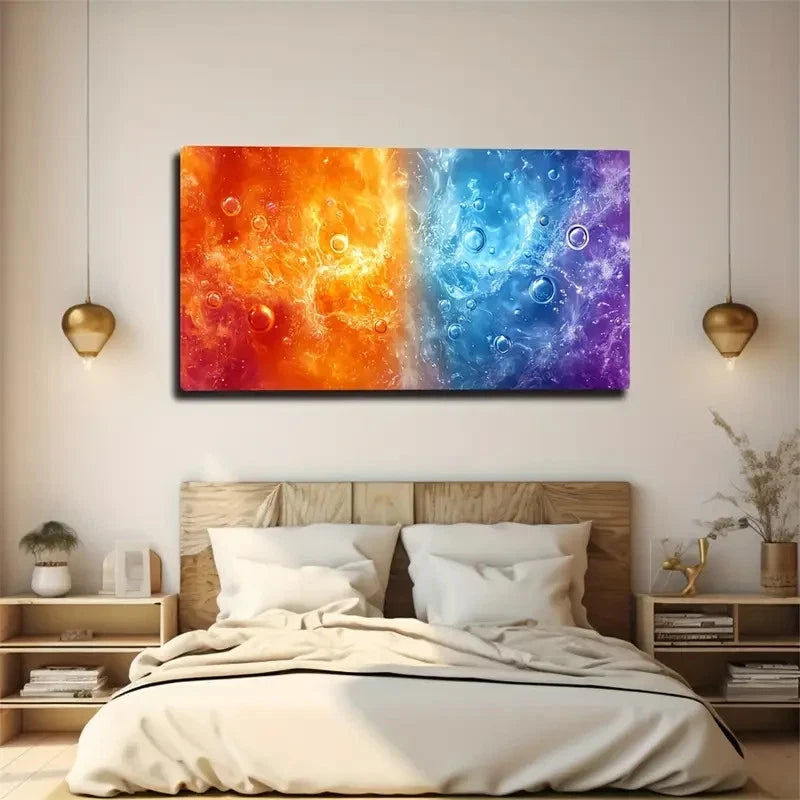 Deco Style Vibrant Orange Wall Art Canvas Office Home Room Framed 120x60cm