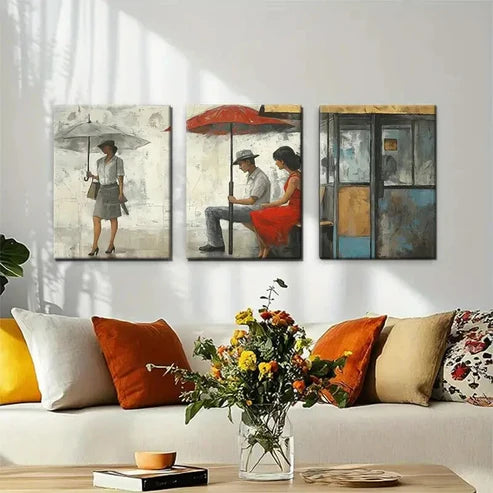 3pcs Retro Urban Romance Love Story Vibe Perfect Wall Art Canvas Unframed - High Quality Print 100% Australian Made Wall Canvas