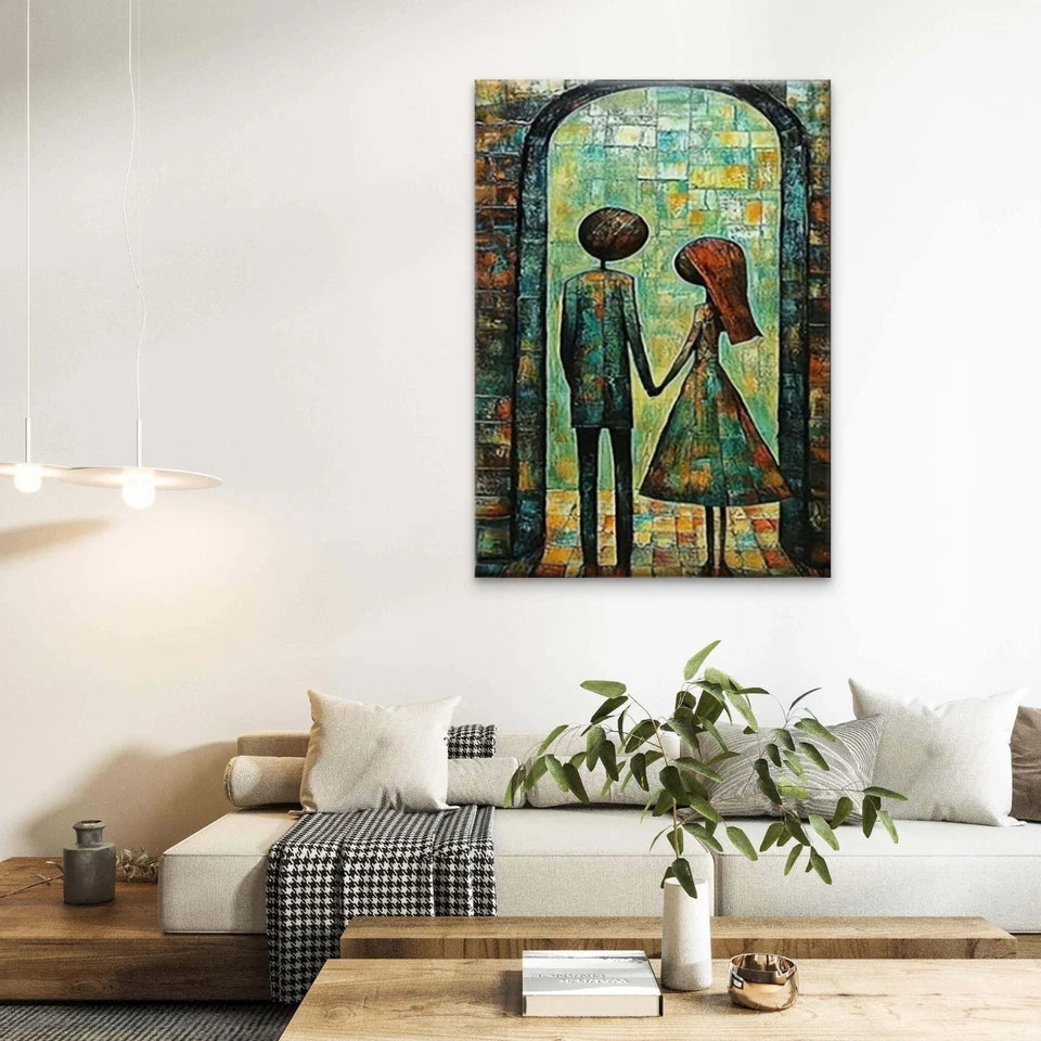 The Couple in the Archway 40x60cm Metal Print Ready to Hang