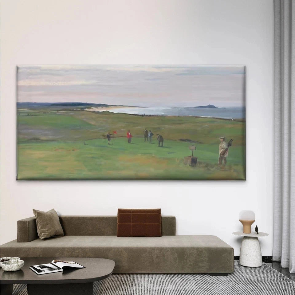 Coastal Golf Course Landscape Wall Art Canvas Office Home Room Framed 120x60cm