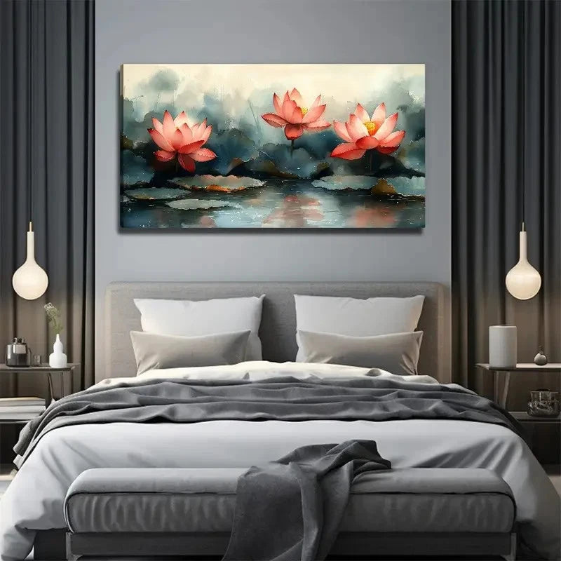 Beautiful For Lotus Flower Wall Art Canvas Office Home Room Framed 120x60cm