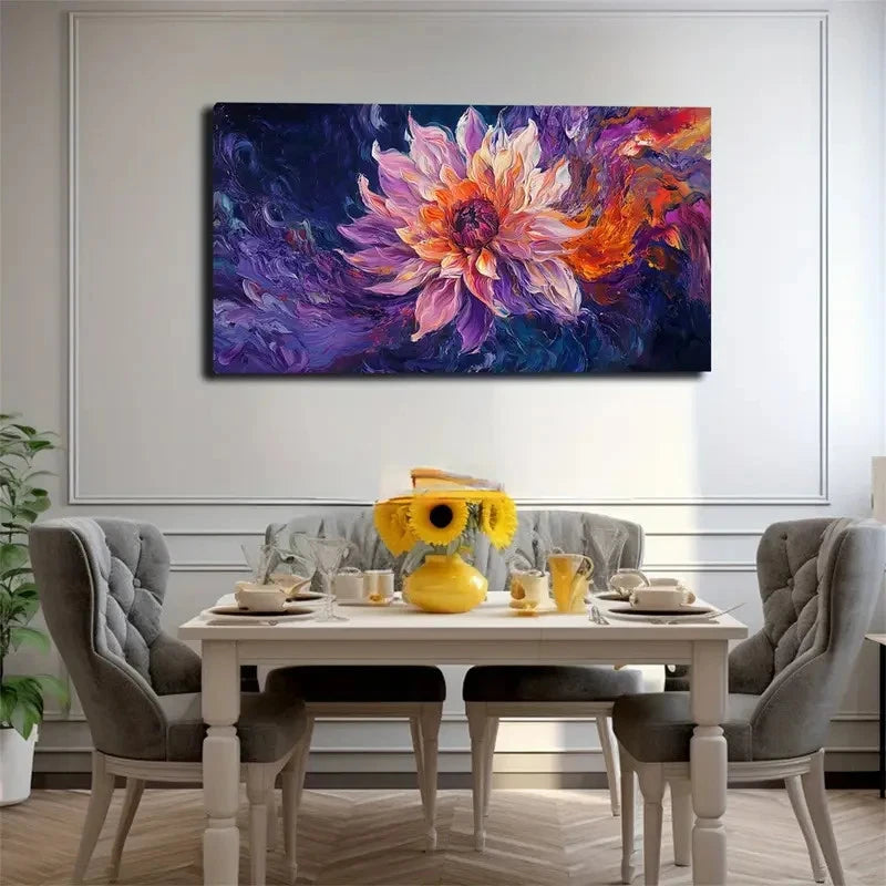Abstract Floral Vibrant Modern Wall Art Canvas Office Home Room Framed 120x60cm