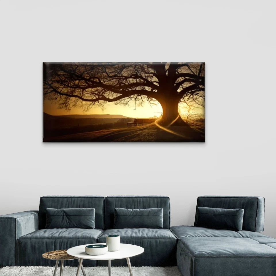 Trees The Sun Shining Narure Wall Art Canvas Office Home Room Framed 120x60cm