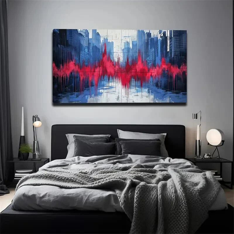 Blurred City Skylines Wall Art canvas office home room framed 120x60cm - Bella Home Decor
