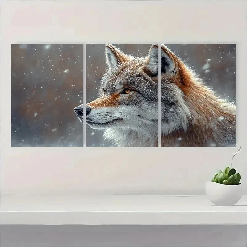 3pcs Mystical Wolf Winter Art a Wall Art Set Canvas Framed 40x60cm - High Quality Print 100% Australian Made Wall Canvas Ready to Hang