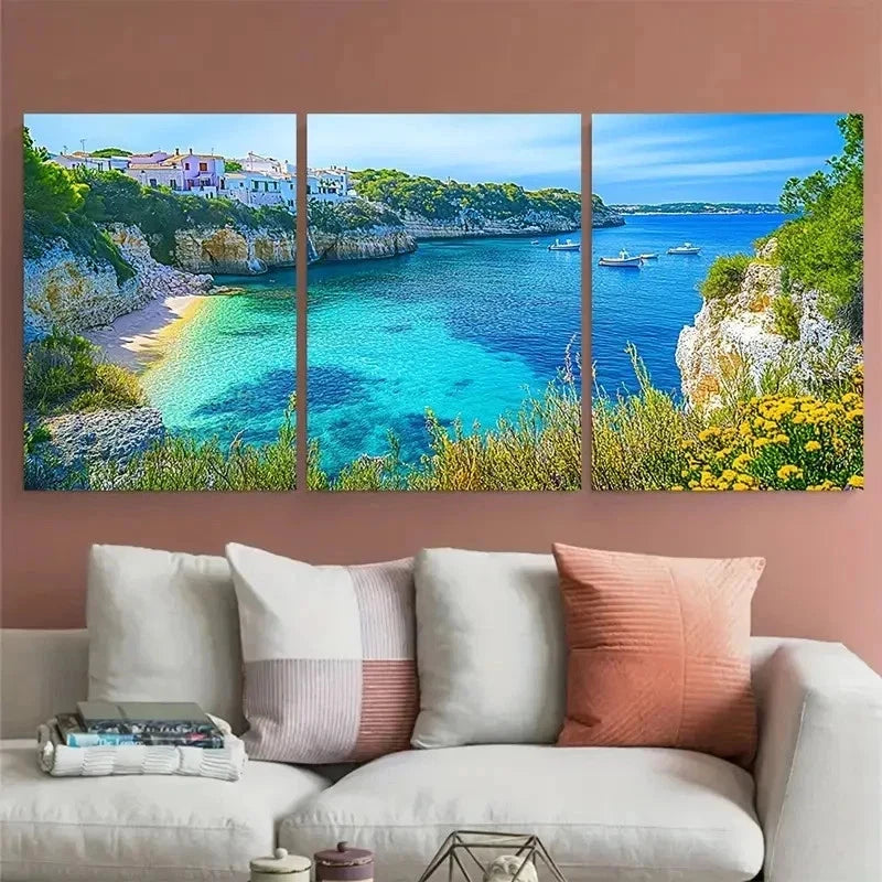 3pcs Balearic Islands Décor Menorca Perfect Wall Art Set Canvas Framed 60x90cm - High Quality Print 100% Australian Made Wall Canvas Ready to Hang - Bella Home Decor