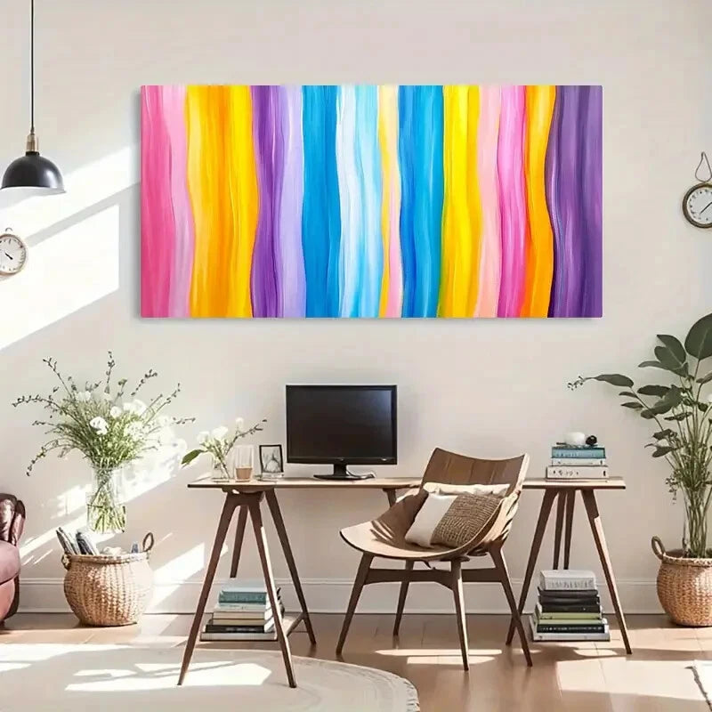 Abstract Stripes Colorful Wall Art Canvas Office Home Room Framed 120x60cm - Bella Home Decor