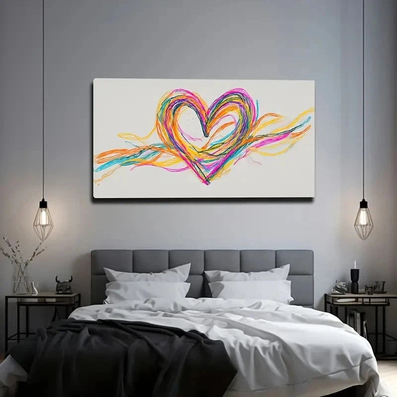 Colorful Lines Interwoven Love Wall Art Canvas Office Home Room Framed 120x60cm