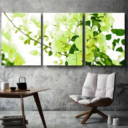 3pcs Green Bougainvillea Botanical Wall Art Canvas Unframed - High Quality Print 100% Australian Made Wall Canvas