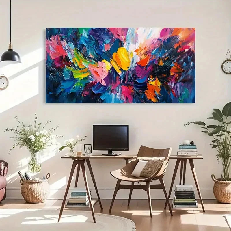 Vibrant Abstract Expressionism Wall Art Canvas Office Home Room Framed 120x60cm - Bella Home Decor