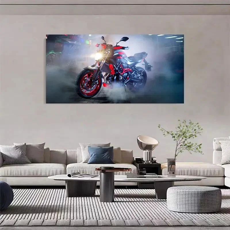 Motorcycle Heavy Bike Perfect Wall Art Canvas Office Home Room Framed 120x60cm