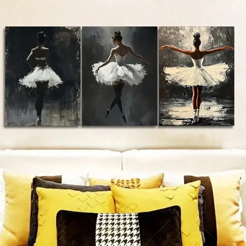 3pcs Modern Contemporary Ballerina Perfect Wall Art Canvas Unframed - High Quality Print 100% Australian Made Wall Canvas