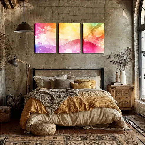 3pcs Triptych with Transparent Bubble Accents Wall Art Canvas Unframed - High Quality Print 100% Australian Made Wall Canvas