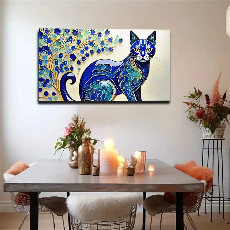 Blue White Porcelain Pattern Wall Art Canvas Office Home Room Framed 120x60cm