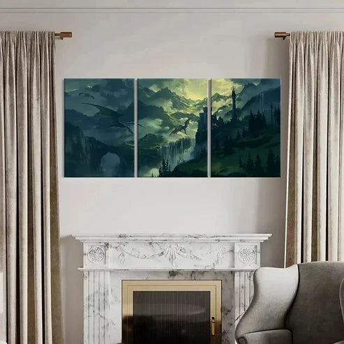 3pcs Magic Castle Forest Scene Decoration Wall Art Canvas Unframed - High Quality Print 100% Australian Made Wall Canvas