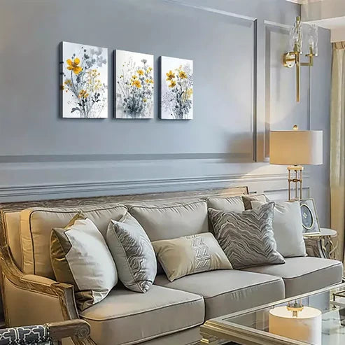 3pcs Floral Art Canvas Framed 60x90cm - High Quality Print 100% Australian Made Wall Canvas Ready to Hang