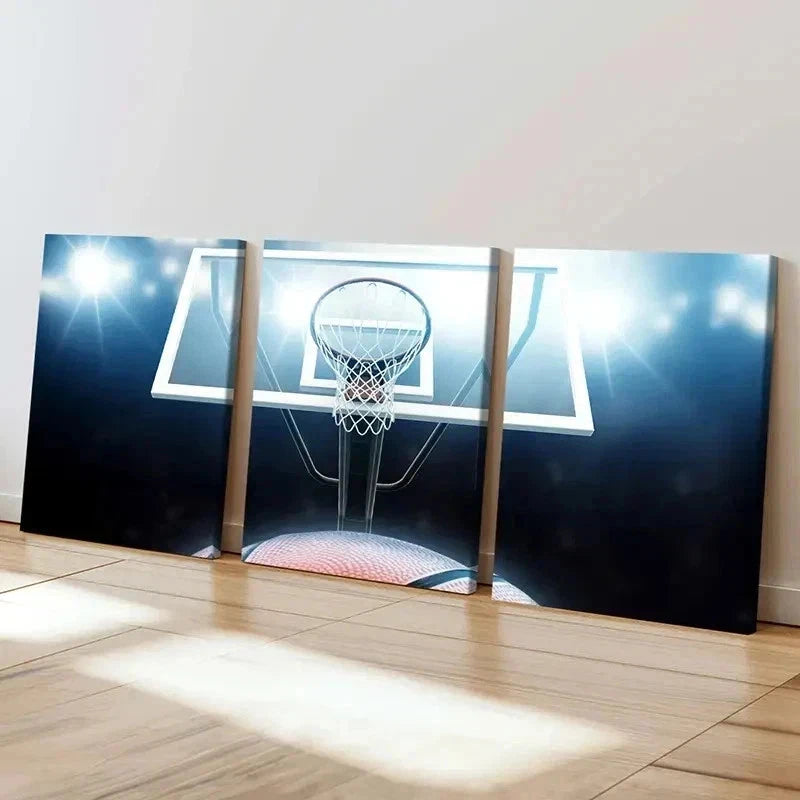 3pcs Basketball Hoop Modern Sport Wall Art Set Canvas Framed 60x90cm - High Quality Print 100% Australian Made Wall Canvas Ready to Hang - Bella Home Decor
