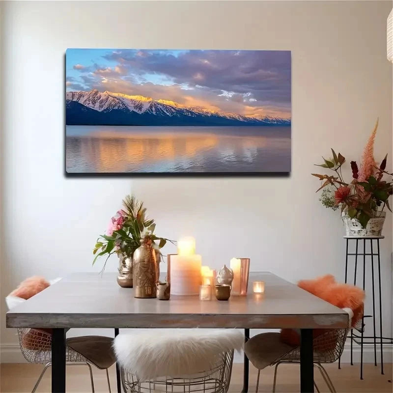 Rolling Snow Mountains Deco Wall Art Canvas Office Home Room Framed 120x60cm