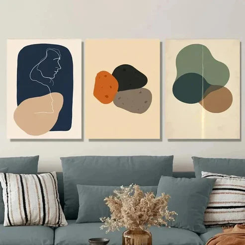 3pcs Modern Minimalist Abstract Neutral Tones Wall Art Set Canvas Unframed - High Quality Print 100% Australian Made Wall Canvas