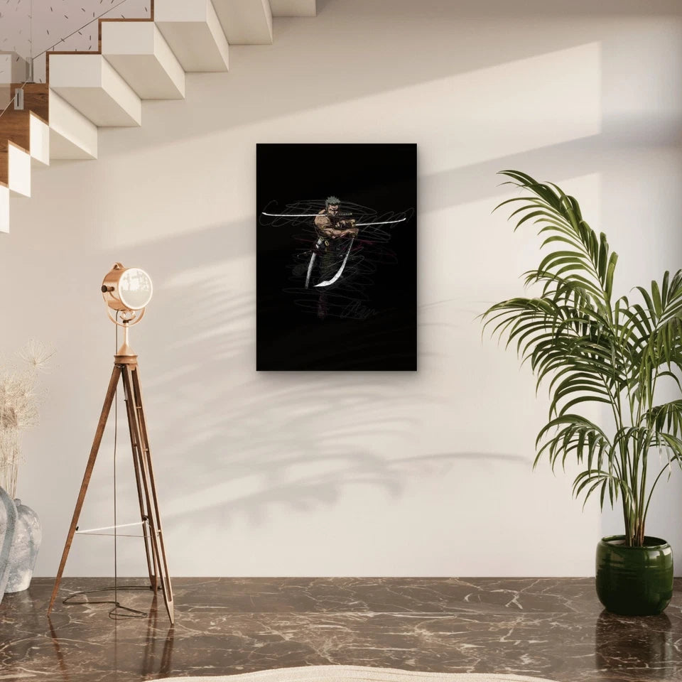 Green Haired Swordsman 40x60cm Metal Print Ready to Hang