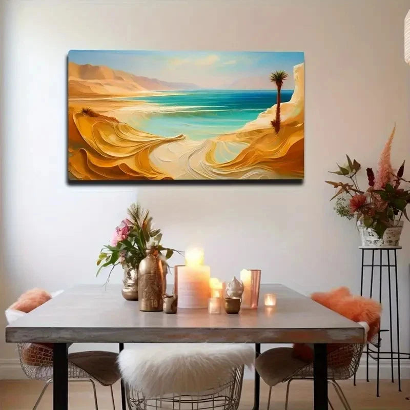 Vibrant Desert Ocean Popular Wall Art Canvas Office Home Room Framed 120x60cm