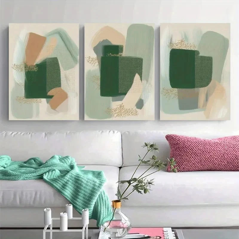 3pcs Abstract Geometric Brush Strokes Wall Art Set Canvas Framed 60x90cm - High Quality Print 100% Australian Made Wall Canvas Ready to Hang - Bella Home Decor