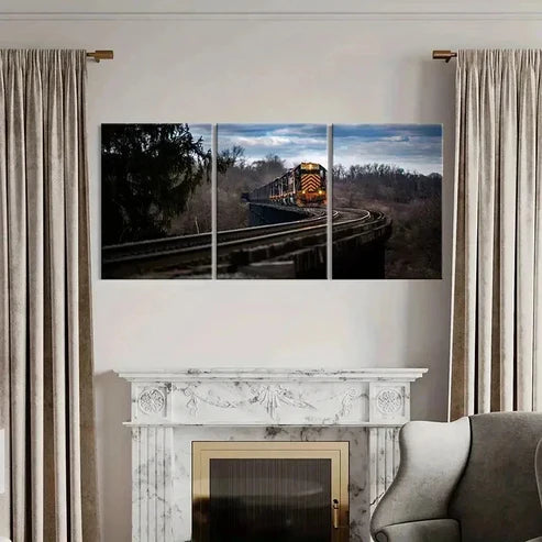 3pcs Steam Train Forest Modern Decor Wall Art Canvas Unframed - High Quality Print 100% Australian Made Wall Canvas