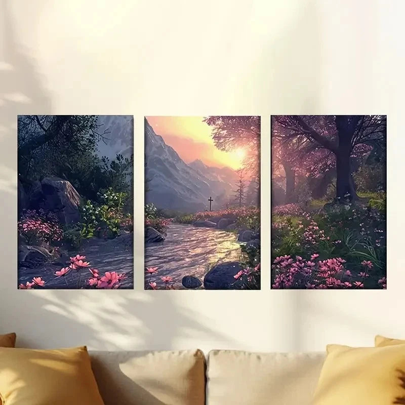 3pcs The elder scrolls is beautiful environment Wall Art Set Canvas Framed 50x70cm - High Quality Print 100% Australian Made Wall Canvas Ready to Hang
