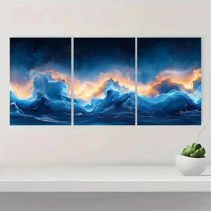 3pcs Multicolor Art ACRYLIC ER Wall Art Set Canvas Framed 60x90cm - High Quality Print 100% Australian Made Wall Canvas Ready to Hang ( - Bella Home Decor