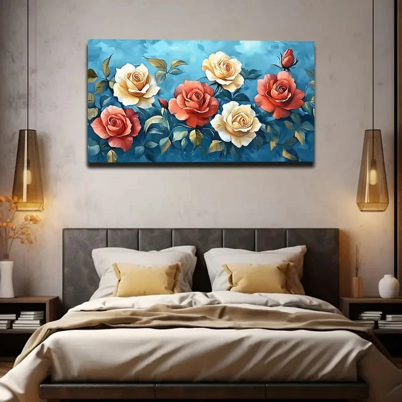 Noble And Beautiful Roses Wall Art canvas office home room framed 120x60cm