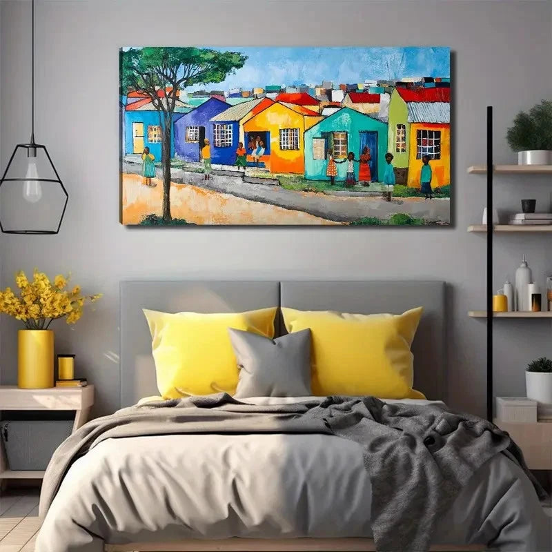 Vibrant African-Inspired Color Wall Art Canvas Office Home Room Framed 120x60cm